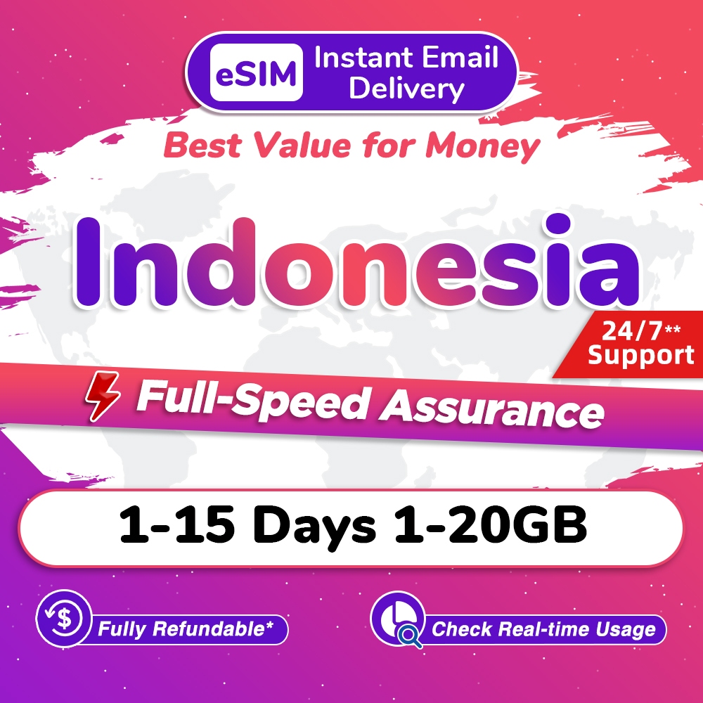 Indonesia eSIM Pro 1-15Days 1-10GB 5G/4G Data | Instant Email Delivery ...