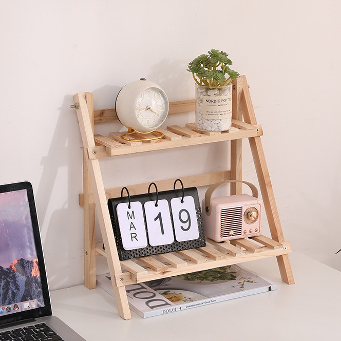 Wooden Double-Layer Storage Rack Minimalist INS-Style, Desktop Shelf ...