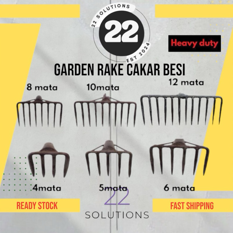 HEAVY DUTY GARDEN RAKE /GARDEN IRON COMB RAKE / CAKAR BESI / CANGKUL ...