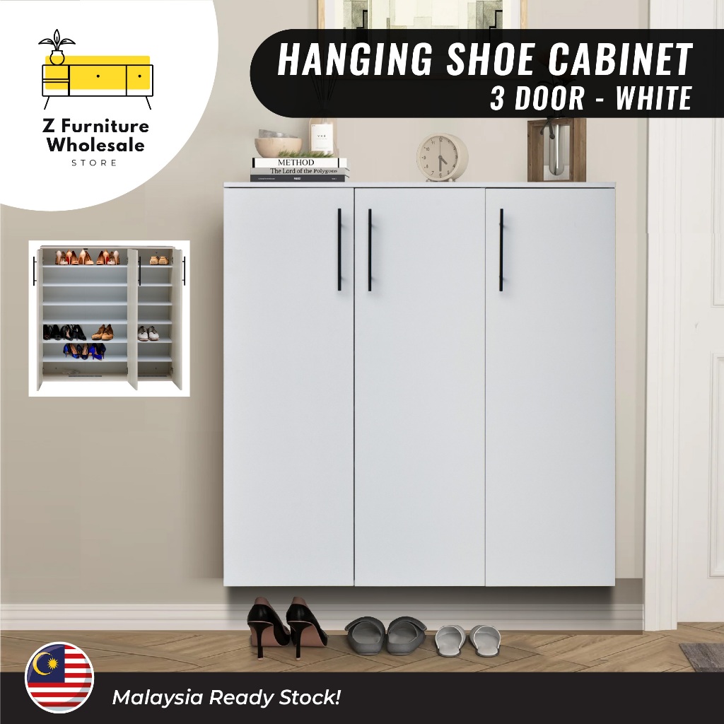 Hanging Melamine Shoe Cabinet with 3 Doors Multi Tier Shoe Storage Rack ...