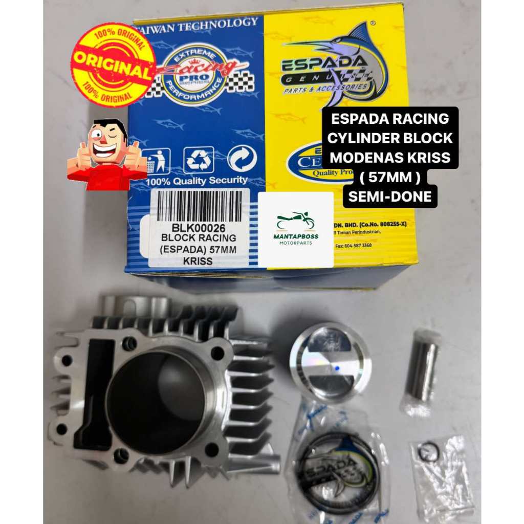 100% ORIGINAL ESPADA RACING CYLINDER BLOCK RACING BLOCK 57MM MODENAS ...