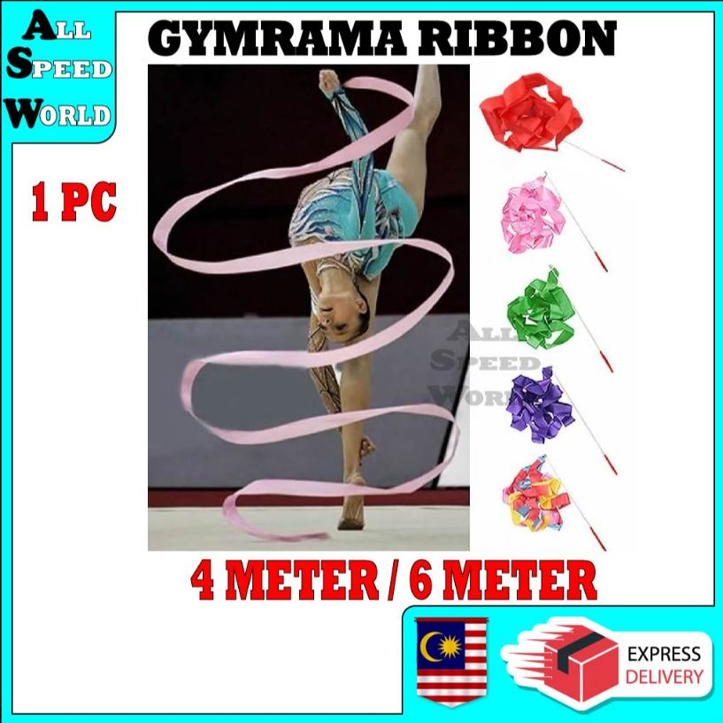 1 PC GYMRAMA RIBBON RHYTHMIC GYMNASTICS / 4 METER / 6 METER / COLORFUL ...