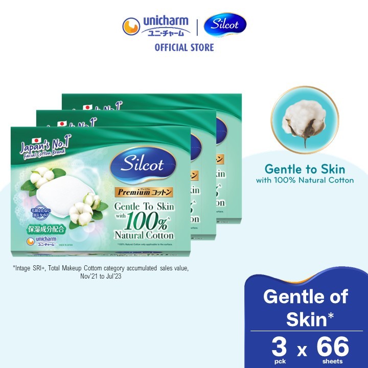 Silcot Premium Facial Cotton Puff 66pcs (3 Packs) | Shopee Malaysia