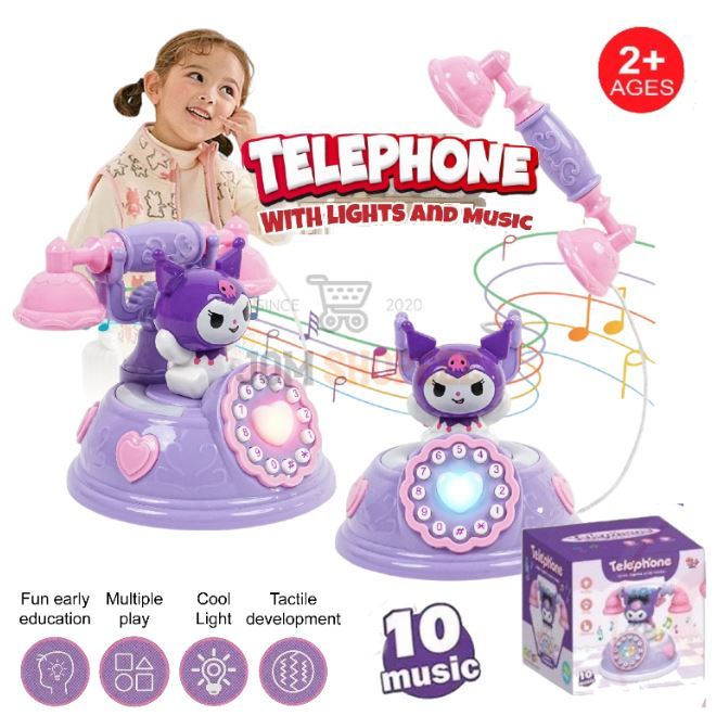#ReadyStock Telephone Toys With Light And Songs Kuromi Phone Mainan ...