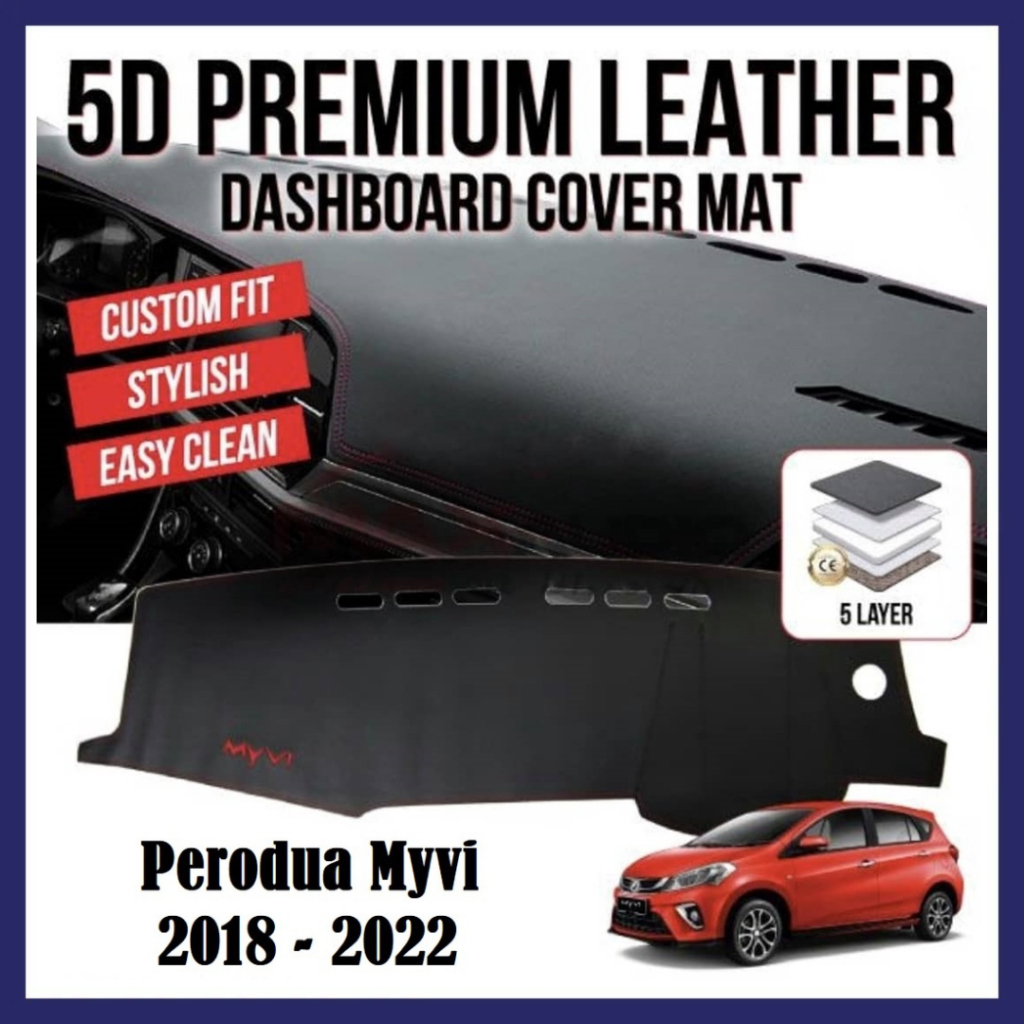 Perodua Myvi 2018 2020 Year Leather Dashboard Cover Anti Slip | Shopee ...
