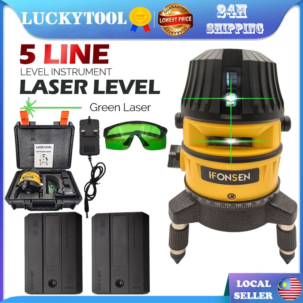 🔥24H🔥5 Lines 6 Point Adjustable Laser Level 360° Rotary Indoor Outdoor ...