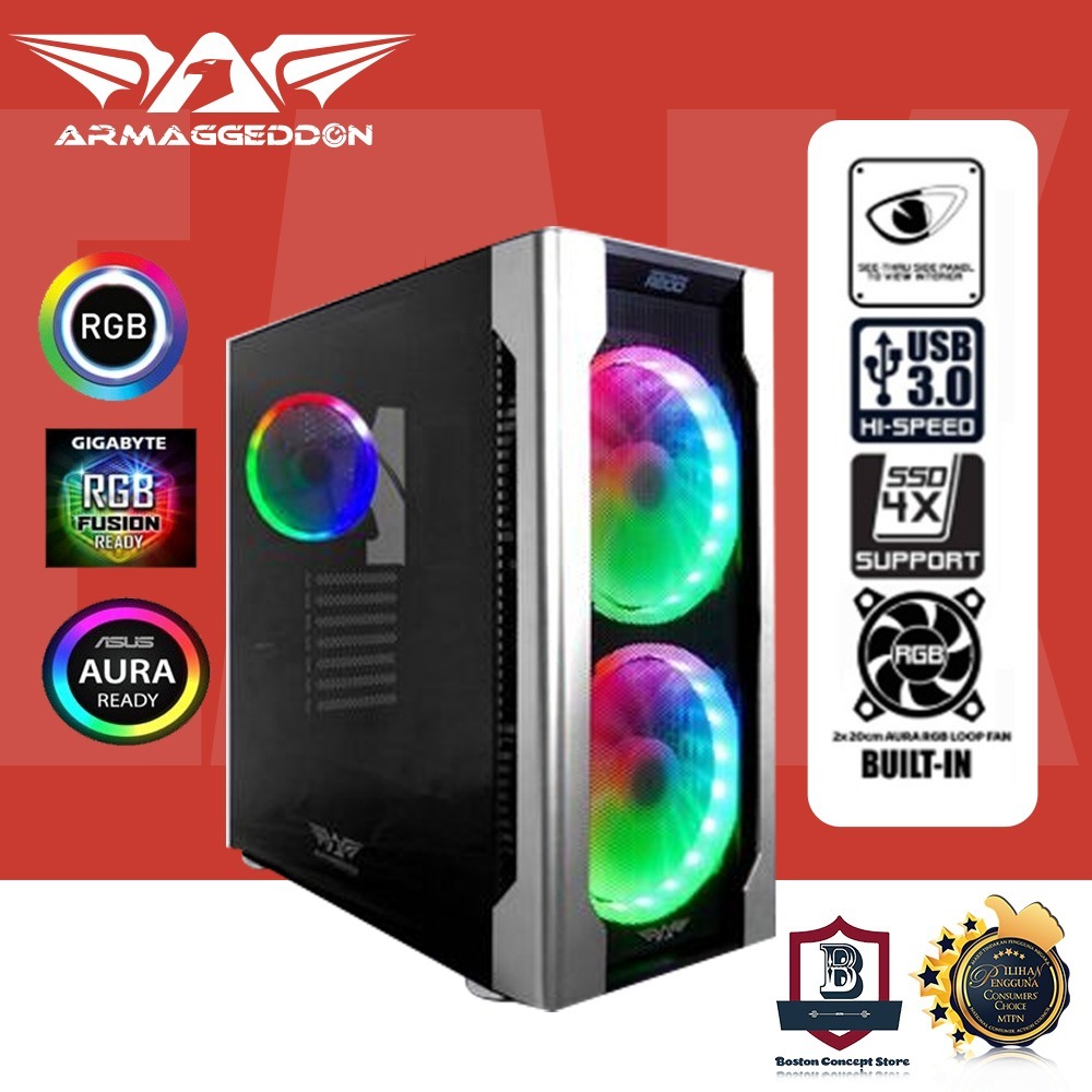 Armaggeddon AirStream R200 EATX See-Thru Side Panel Gaming PC CASE ...