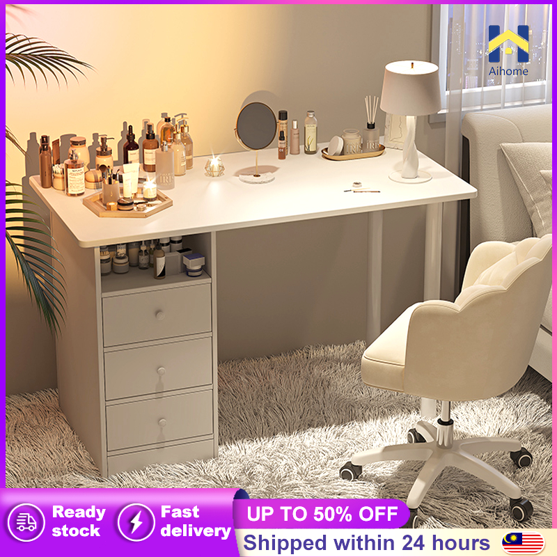 💁‍♀️Dressing Table With Drawer Bedroom Computer White Writing Desk Meja ...