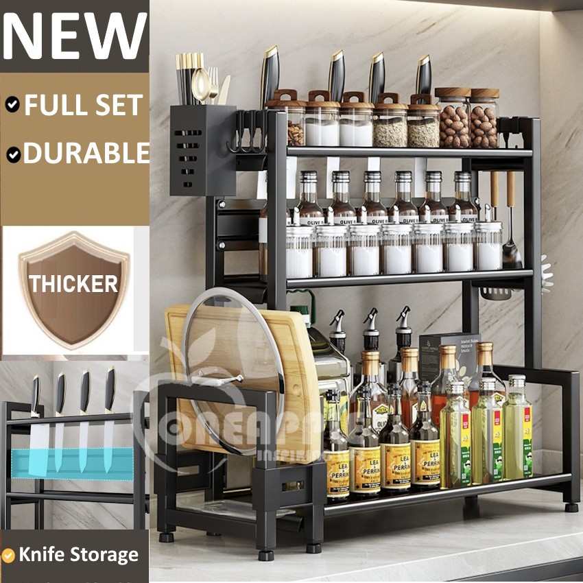 ONEAPPLE.MY 50CM/30CM Full New Kitchen Shelf Bottle Rack Knife Rack ...