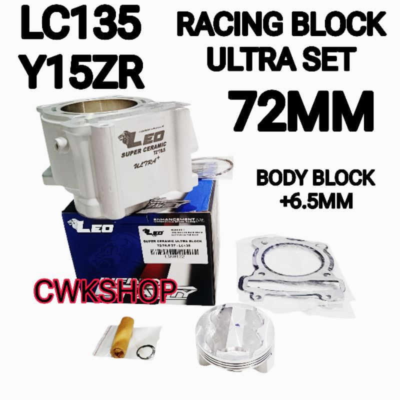 LEO BLOCK LC135 Y15 RACING BLOCK ULTRA BODY +6.5MM 68MM 70MM 72MM BLOCK ...