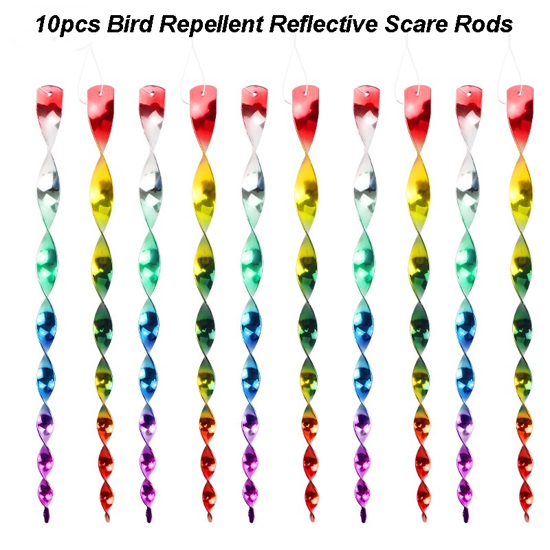 10pcs Bird Repellent Reflective Scare Rods Multicolor Reflective Bird ...