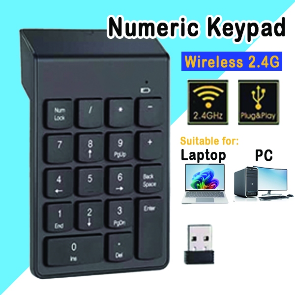 Wireless Numeric Keypad 2.4GHz Number Keyboard Number pad Keyboard ...