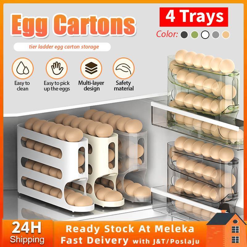🔥4 Tier Egg Rack Tray 30 Grids Egg Storage Organizer Refrigerator ...