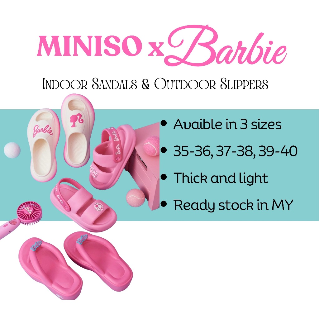 MINISO x Barbie サンダル Amazon.com | MINISO Barbie Collection Bath Slippers (35-36