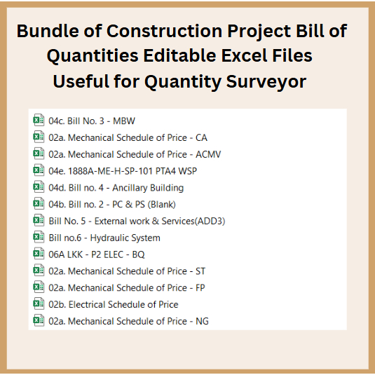 Bundle of Construction Project Bill of Quantities Editable Excel Files ...