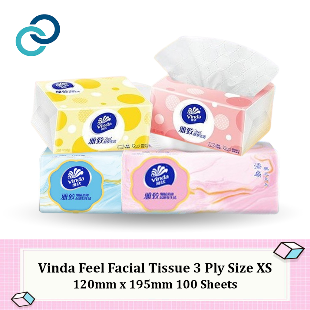 Vinda Feel Facial Tissue 3 Ply Size XS 120mm x 195mm 100 Sheets/Pack ...
