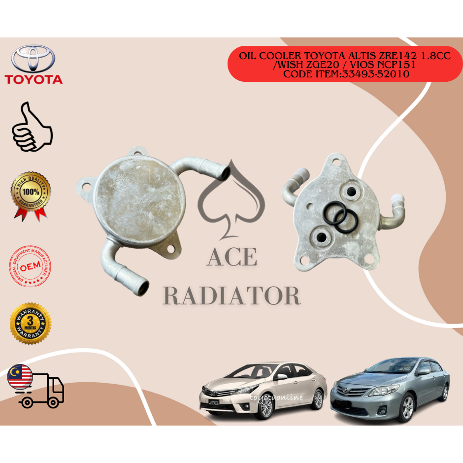 OIL COOLER TOYOTA ALTIS ZRE142 1.8CC /WISH ZGE20 / VIOS NCP151 PREMIUM ...