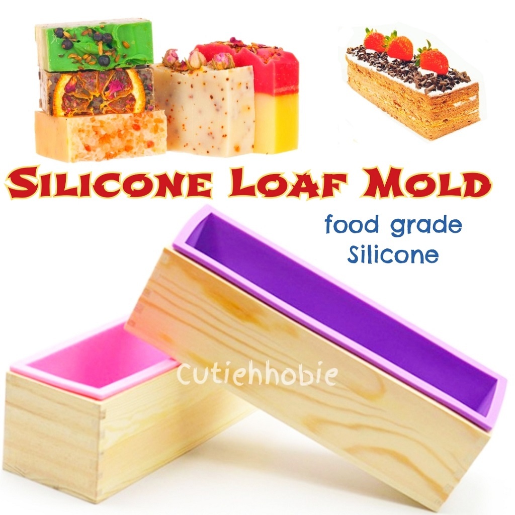 2pcs set Silicone Loaf Mould Soap Rectangular Wooden Box Loaf Soap Mold ...