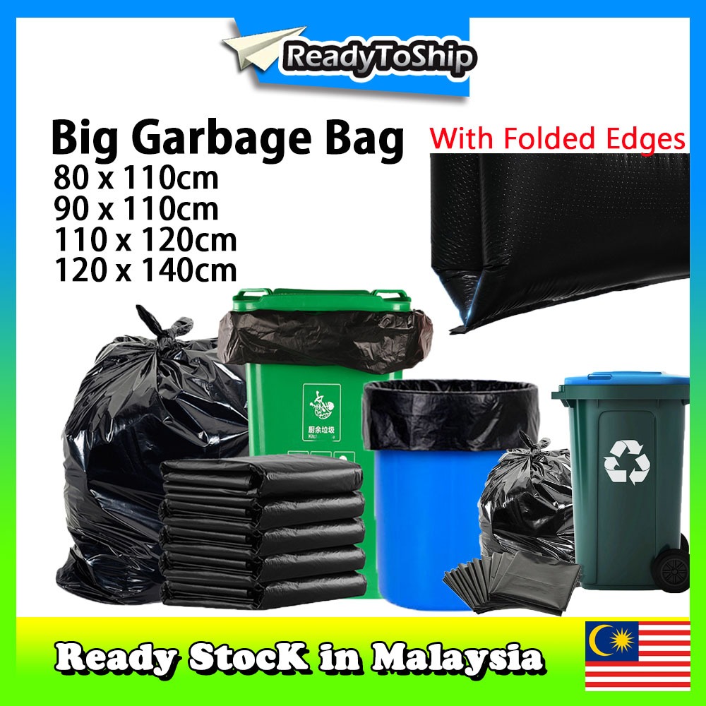 10pcs Garbage Plastic Bag L XL XXL PE Plastik Beg Sampah Black (80/140L ...