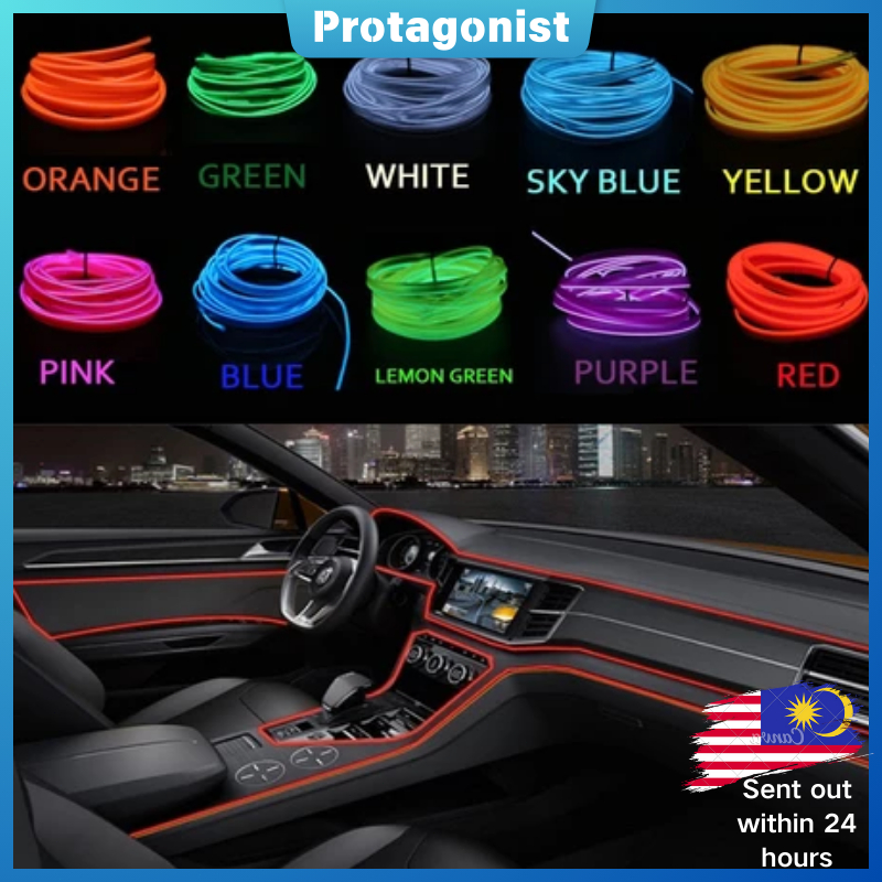 【Ready stock】5m car interior accessories atmosphere lamp EL cold light ...