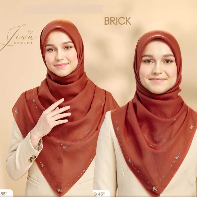MINAZ JIWA | IRIS Bawal Plain Stone • Bidang 45" dan 55" Tudung Labuh
