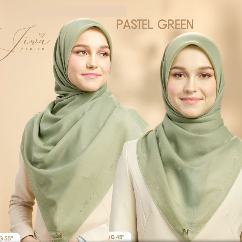 MINAZ JIWA | IRIS Bawal Plain Stone • Bidang 45" dan 55" Tudung Labuh