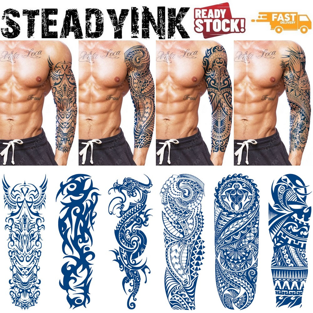 [𝚂𝚝𝚎𝚊𝚍𝚢𝙸𝙽𝙺] Lasts 2 weeks - Full Sleeve Tattoo Sticker Waterproof ...