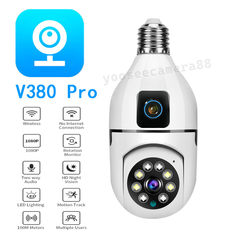 v380 Pro 4MP Dual lens /Wireless Wifi Smart CCTV bulb Camera | Shopee ...