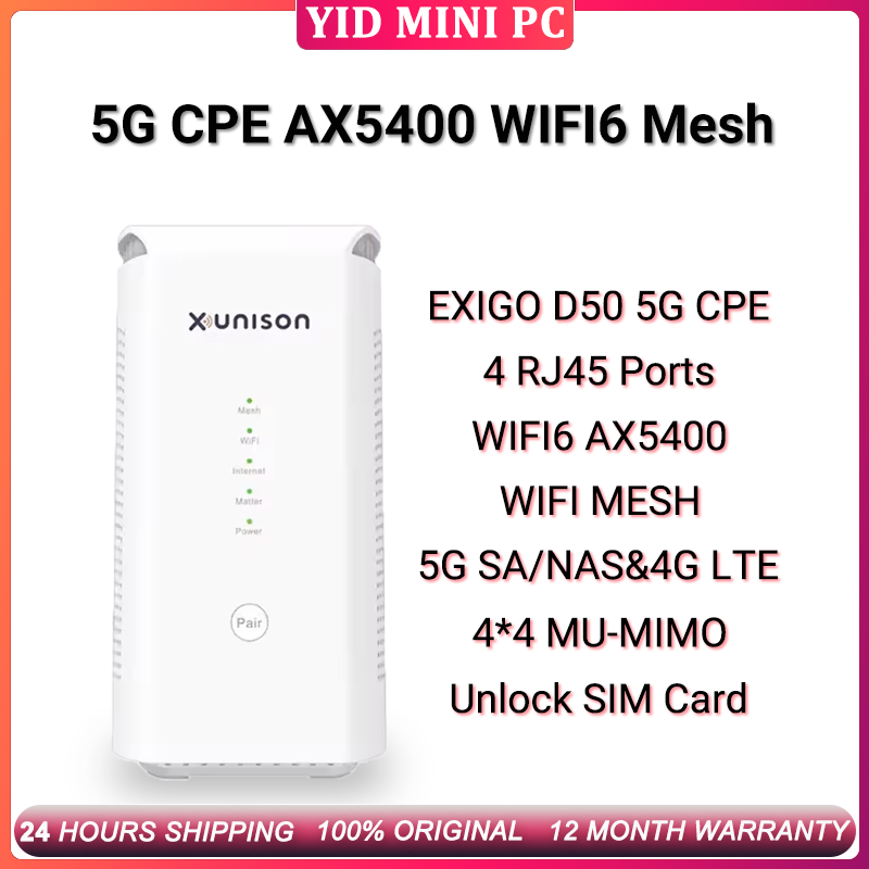 XUNISON 5G CPE Exigo Hub D50 WiFi 6 AX5400 módem 5G 4G LTE Mesh Wi-Fi ...