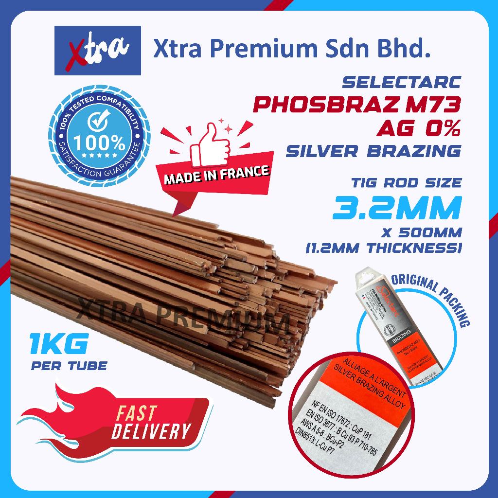 SELECTARC PHOSBRAZ AG 0% SILVER BRAZING M73 - 3.2MM (1KG/TUBE) MADE IN ...