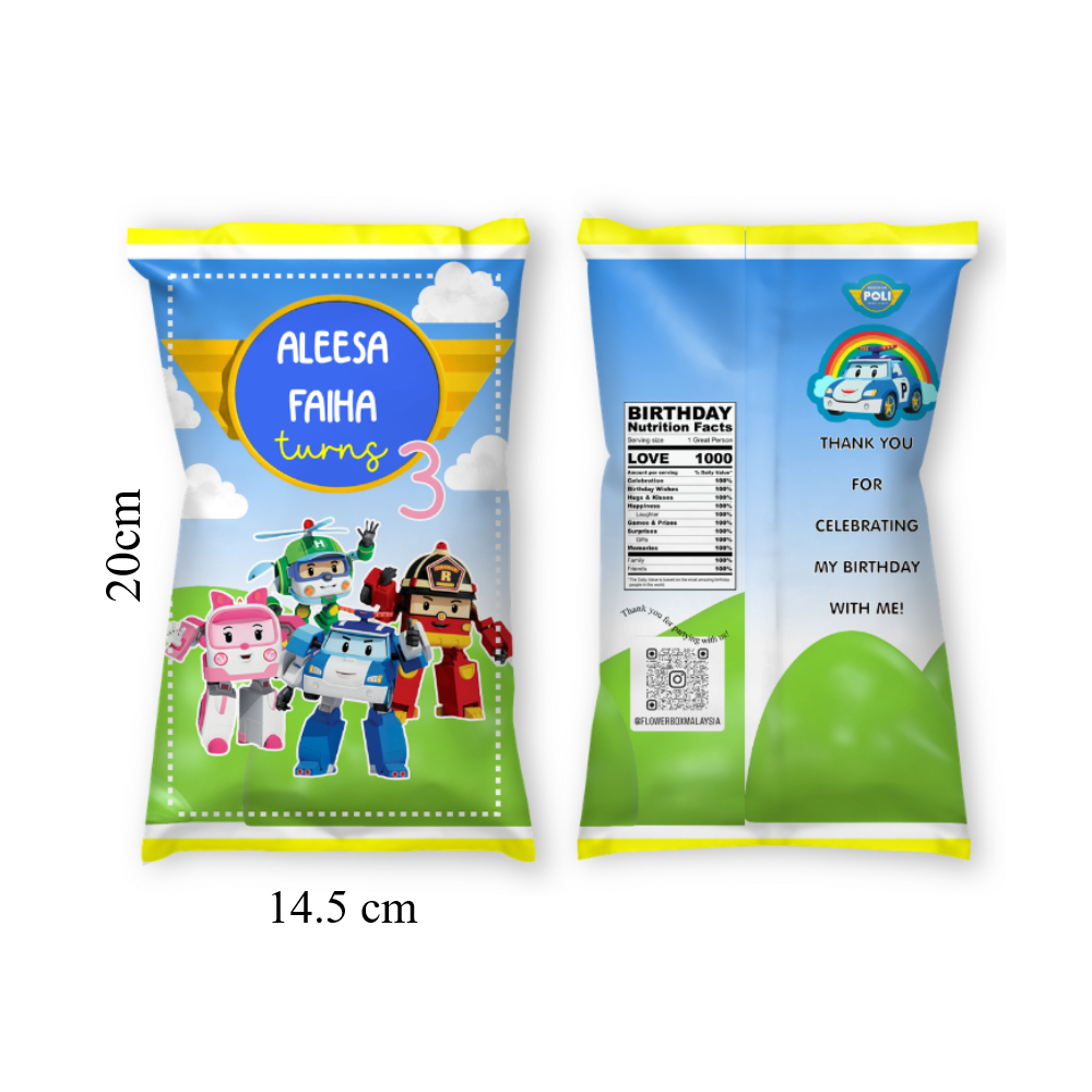 Robocar Poli Theme Custom Paperbags, Tags, Activity Books, Stickers and ...