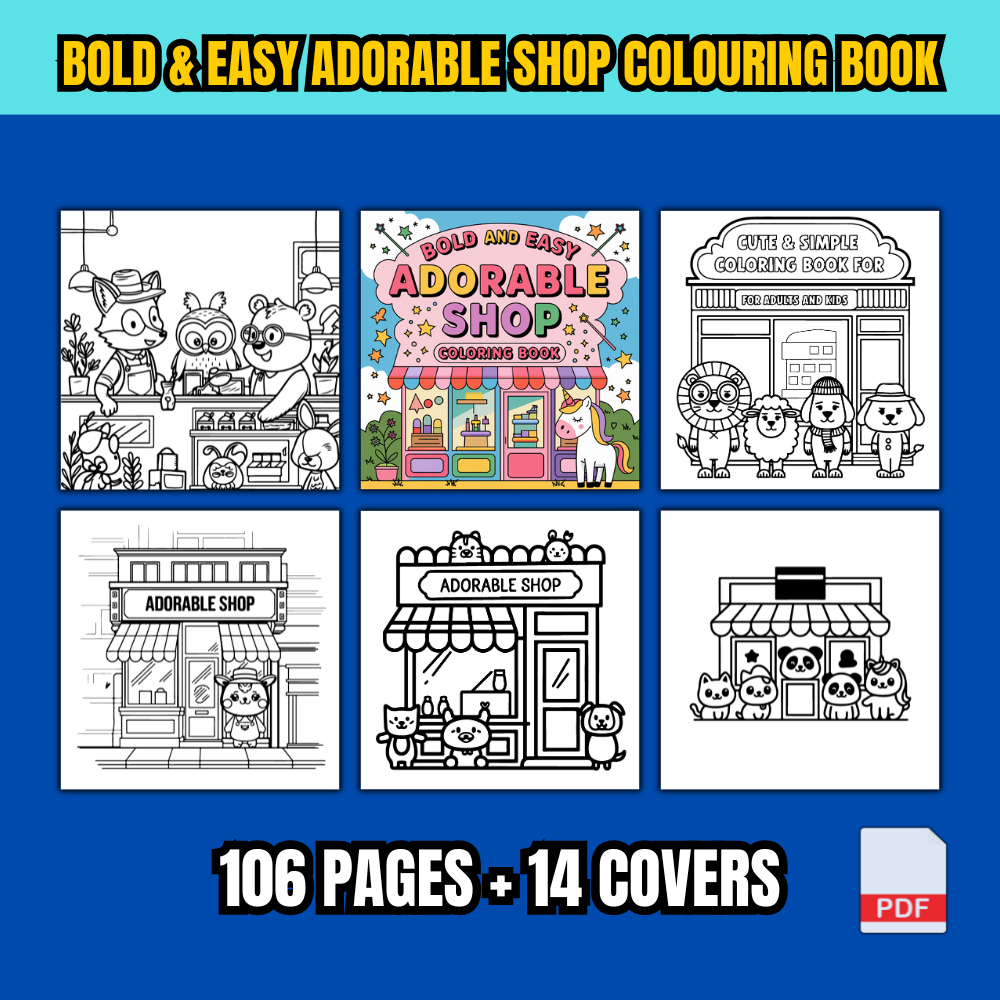 [PDF] 106 Pages Bold & Easy Adorable Shop Colouring Book For Kids ...