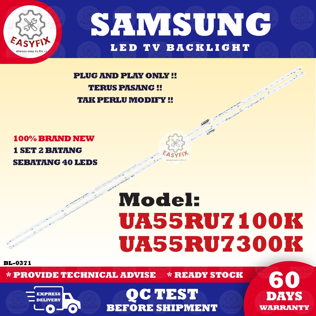 UA55RU7100K / UA55RU7300K SAMSUNG 55 INCH LED TV BACKLIGHT (LAMPU TV ...