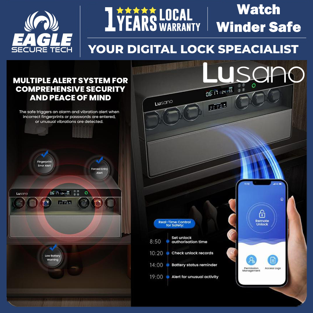 LUSANO Watch Winder Automatic Drawer Safe Watch Storage Box Fingerprint ...