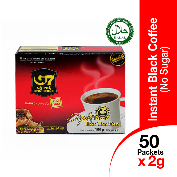 G7 Black Instant Coffee (50 sachets x 2g) Vietnam Trung Nguyen Coffee ...