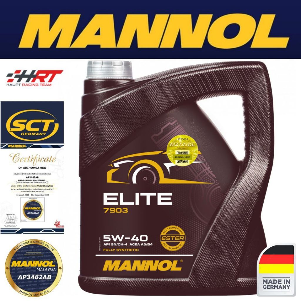 MANNOL Elite 5W-40 MN7903 (Made in GERMANY) - 4L Fully Synthetic Engine ...