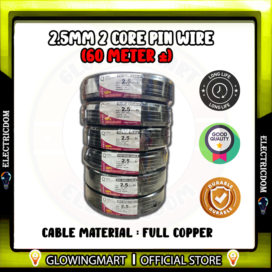 100% Pure Copper Twin Flat Wire Pin Wire 2.5MM X 2C PVC SHEATHED CABLE ...