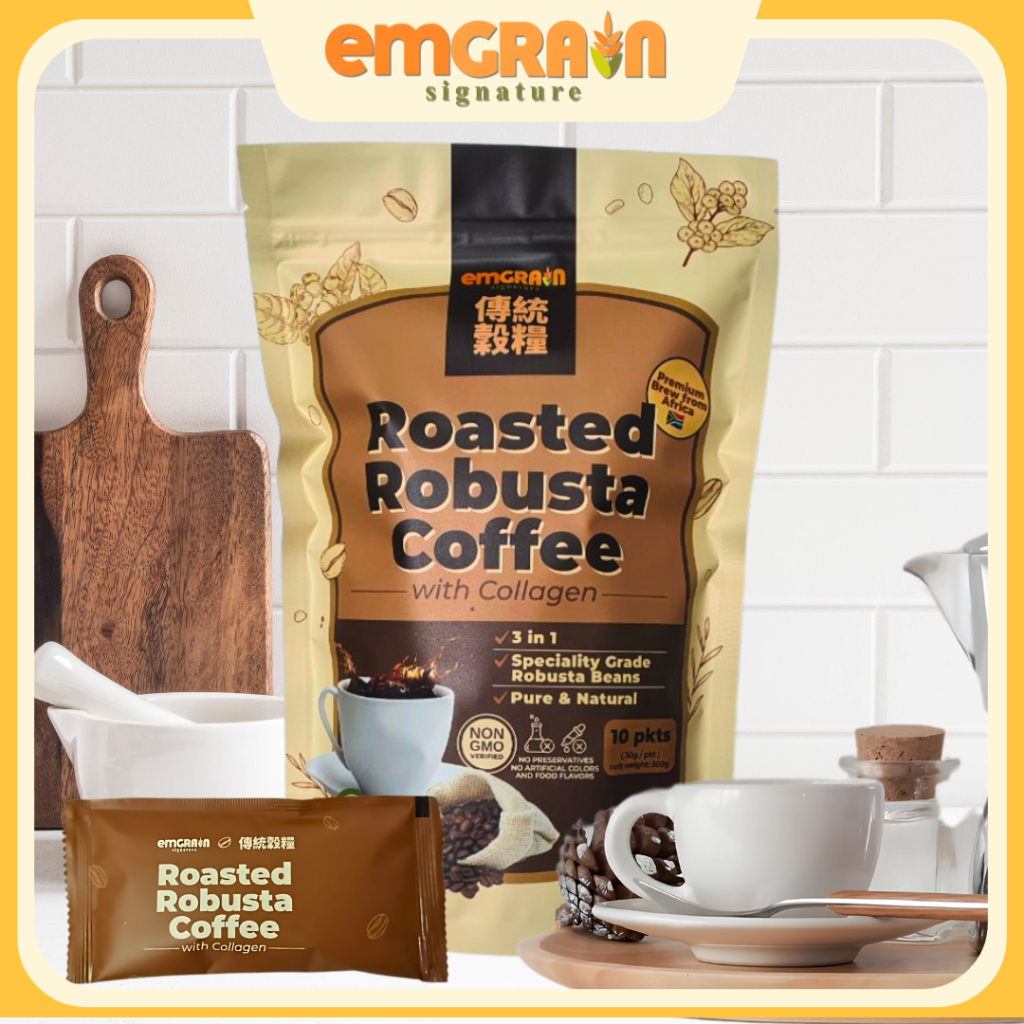 EMGRAIN VEGAN COLLAGEN WITH ROBUSTA COFFEE（10 SACHETS PER PACK ...
