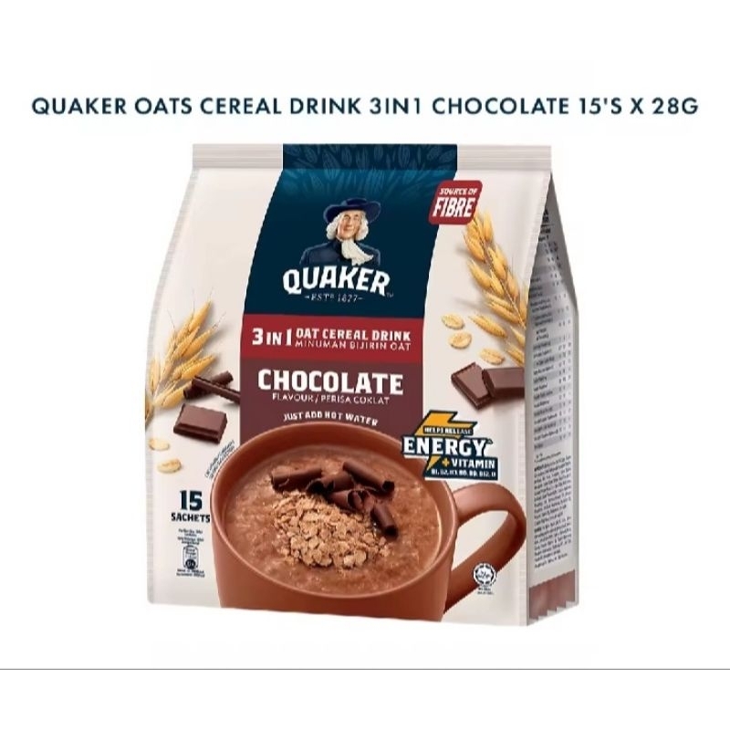 Quaker Oat Cereal 3in1 Chocolate 15x28g Expired Jul2025 | Shopee Malaysia