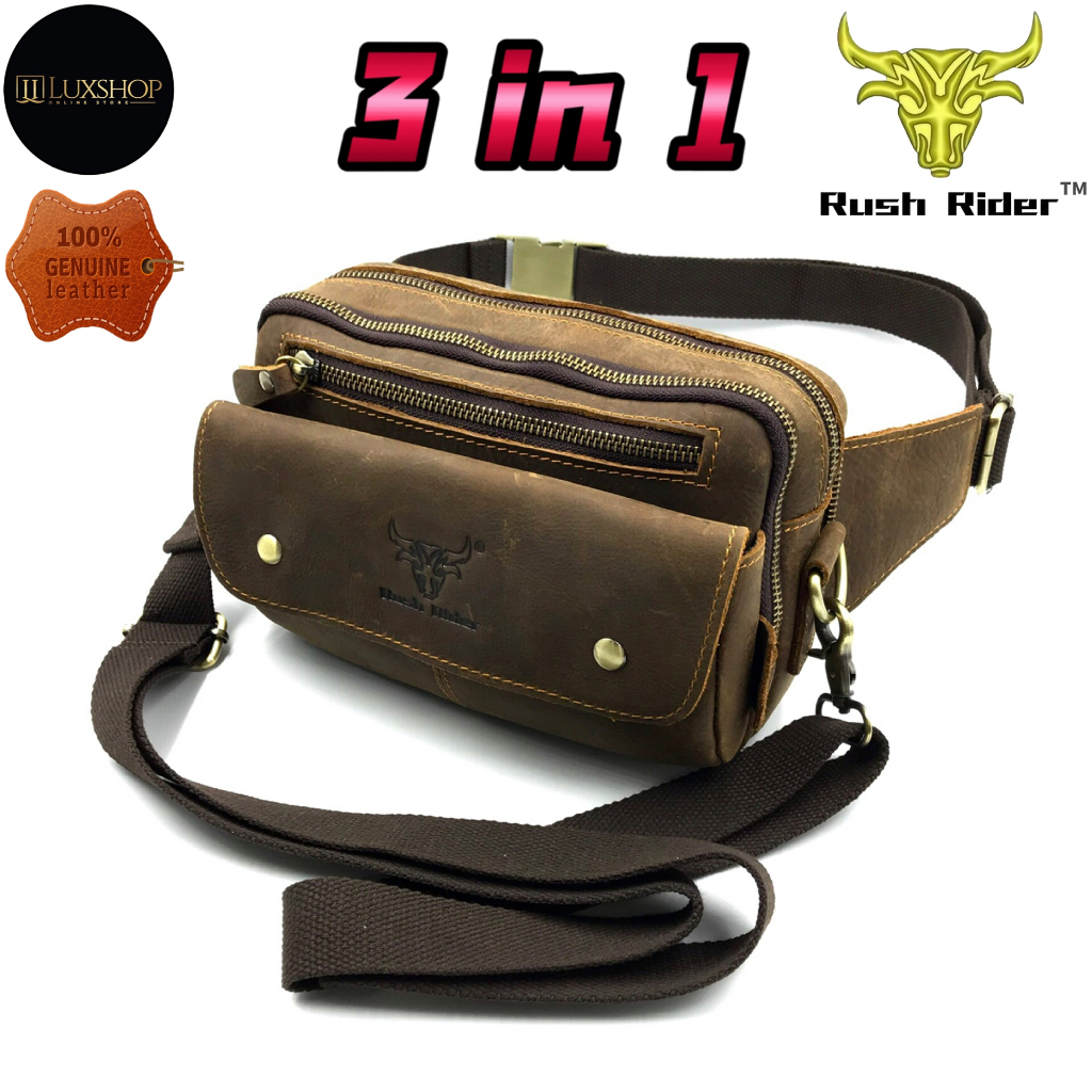 Rush Rider 3Way Use Pouch Bag Full Cow Leather Sling Bag Clutch Men ...