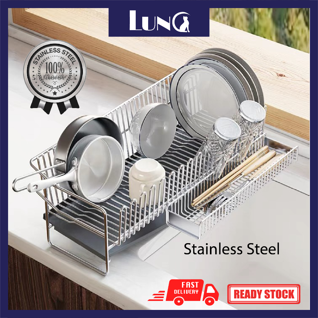 304 Stainless Steel Sink Drainer Dish Drying Rack Dish Drainer Drain ...