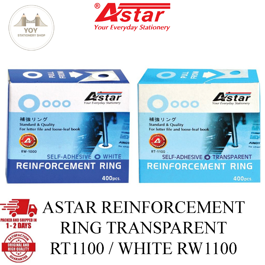 ASTAR REINFORCEMENT RING TRANSPARENT RT1100 / WHITE RW1100 (400PCS/BOX ...