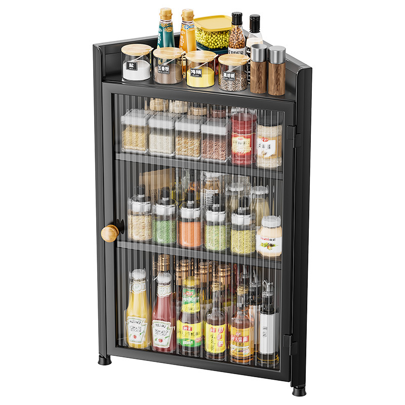 Kitchen Spice Wall-Mounted Cabinet Storage Rack No-Drill Seasoning Wall ...
