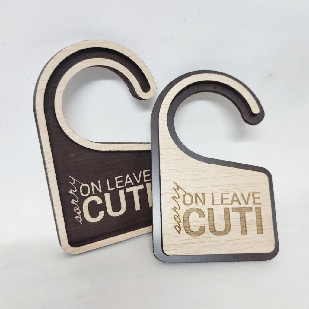 (Top Craft) On Leave Cuti Sign Home Hotel Office Door Hanger Wood ...