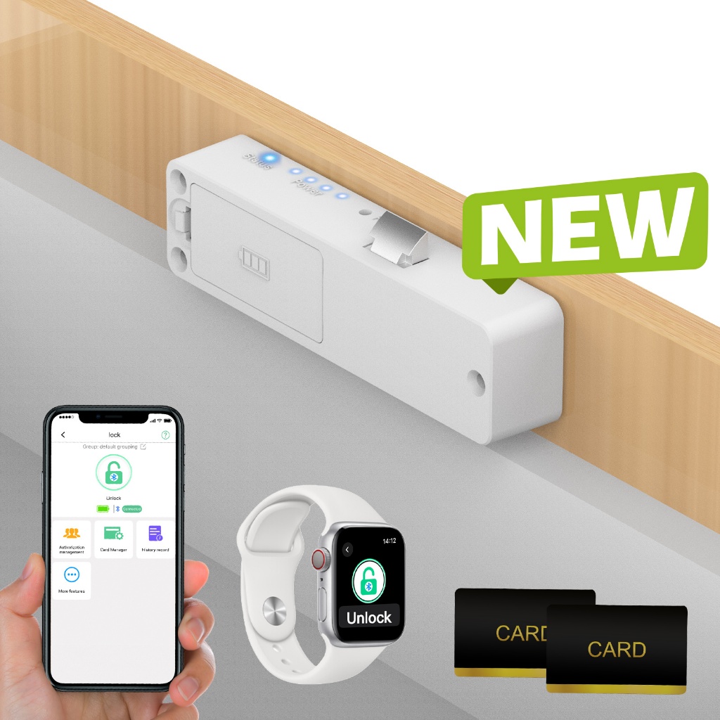 Smart Cabinet Lock With IC Card Hidden Punch-free Wooden Drawer Lock ...