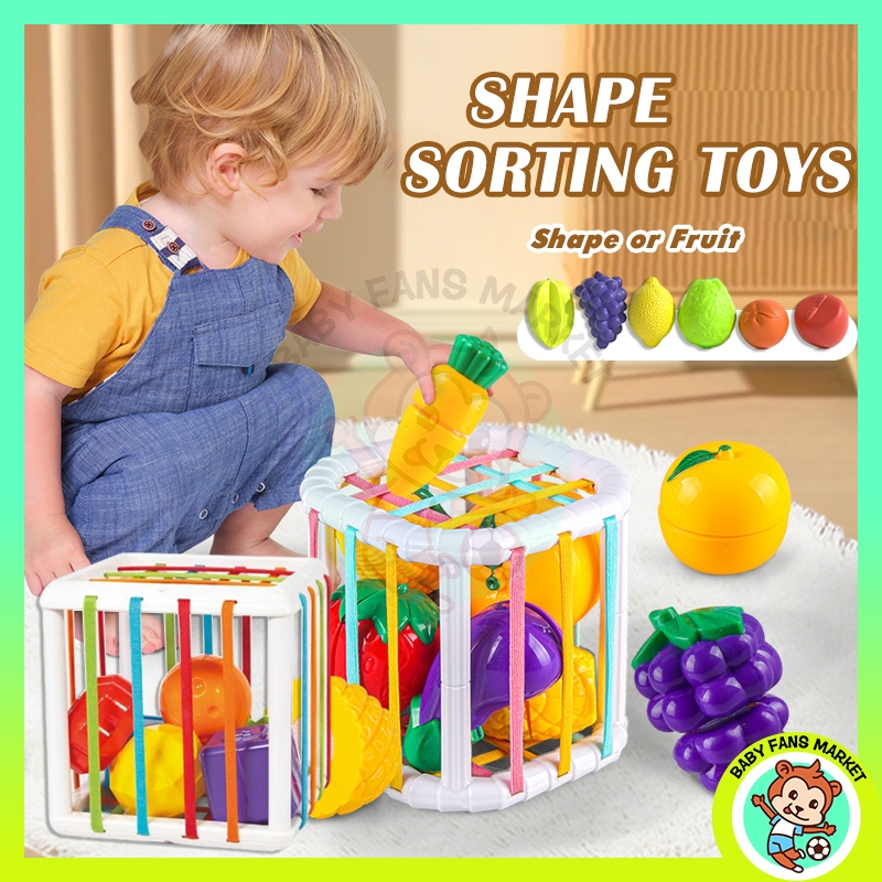 【MY Stock】2Pcs Baby Shape Sorting Toy Motor Skill Touch Grasp Color ...