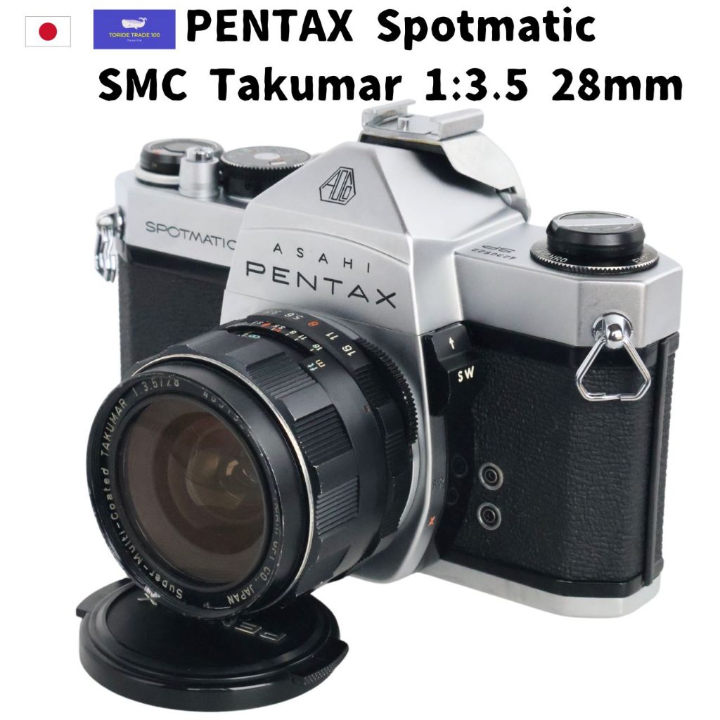 PENTAX Spotmatic Silver SLR Film camera + SMC Takumar 1:3.5 28mm From ...