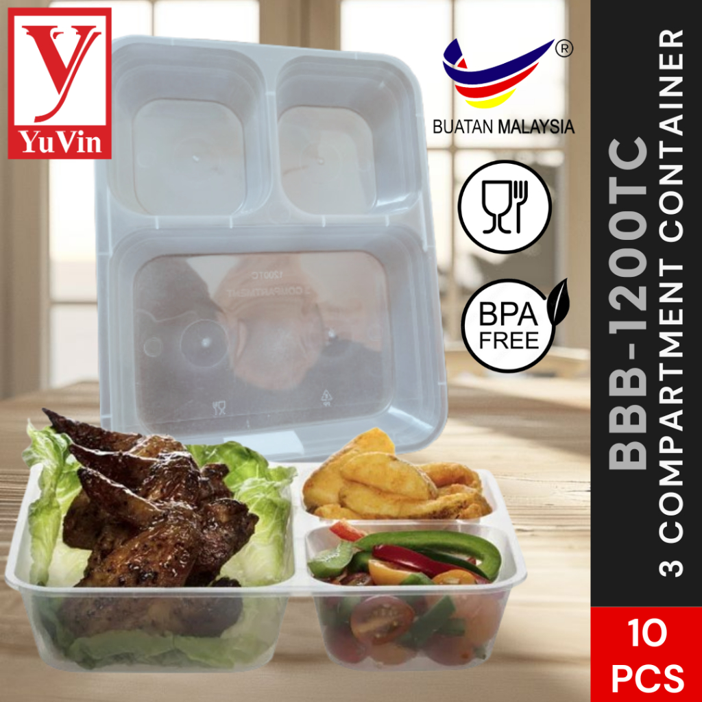 Microwave Compartment Food Container/1200TC 3 Compartment Container ...