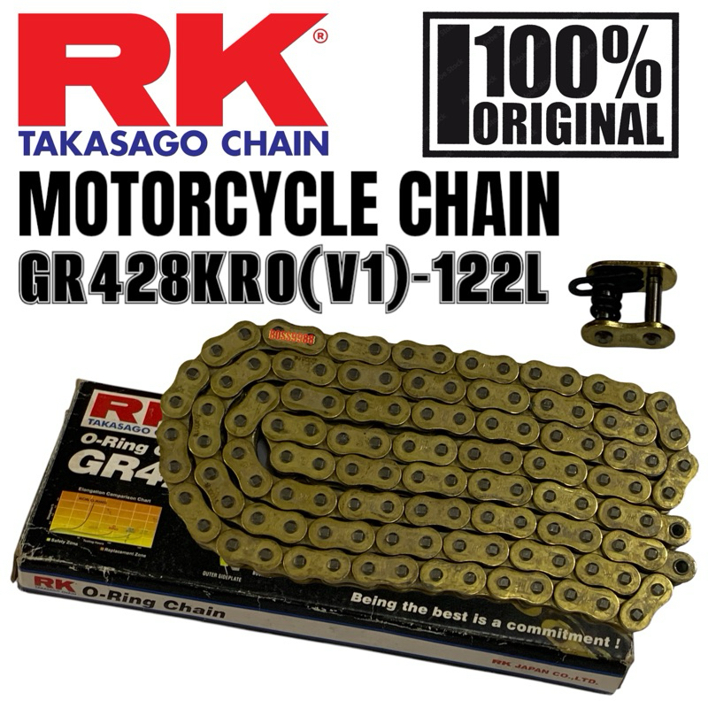 🔥100% ORIGINAL RK TAKASAGO CHAIN GR428KRO V1 O-RING CHAIN 122L GOLD KRO ...