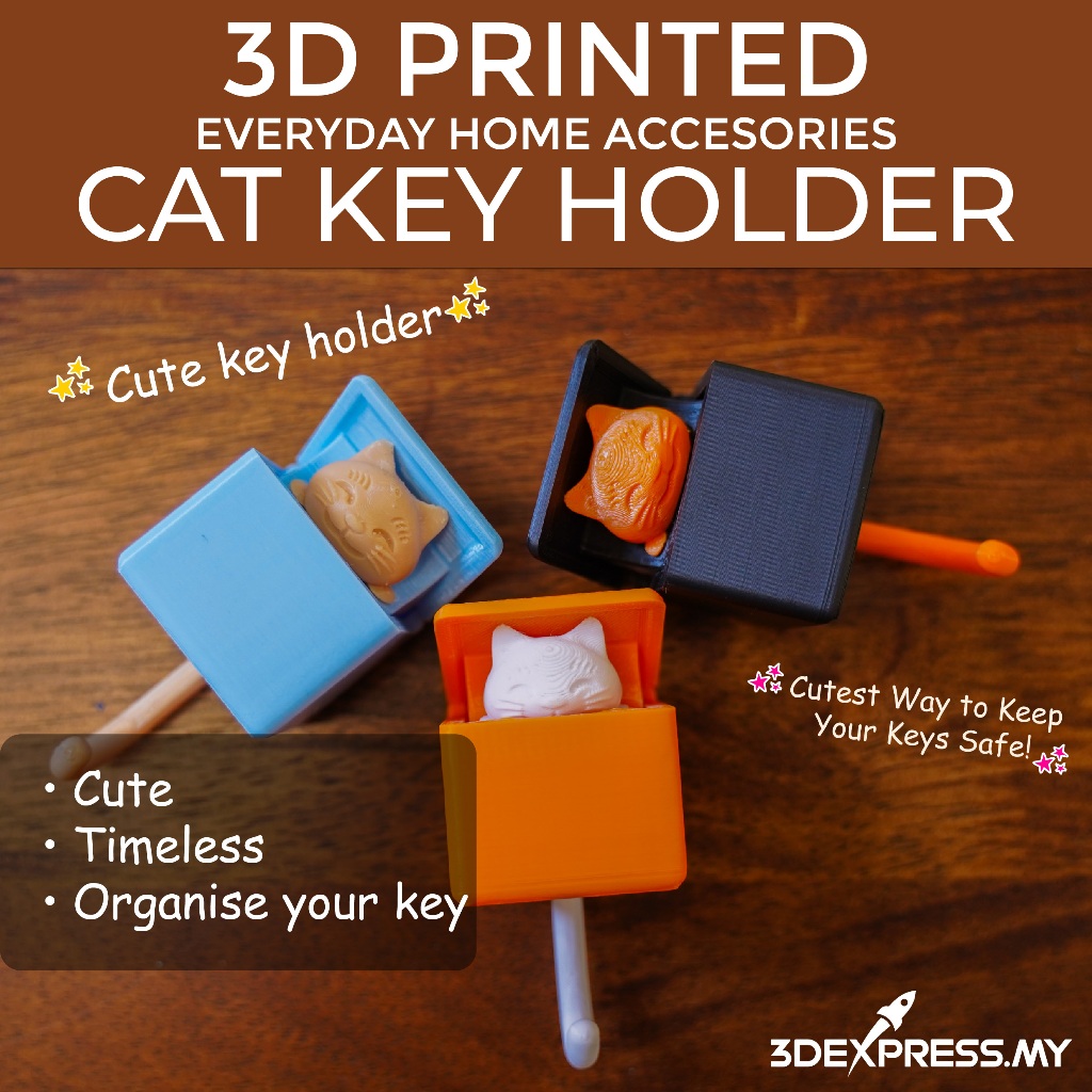[3D PRINTED] Cat Key Holder (Hook and Cute Cat will say Hi to you)